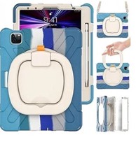 NIKCORP Robusna zaštitna maska za iPad Pro 12.9" (2018–2021) s rotirajućim stalkom držačem za ruku i naramenicom, plava